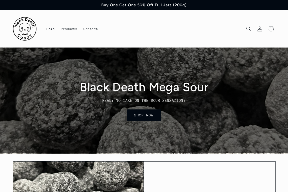 Black Death Candy Store homepage screenshot
