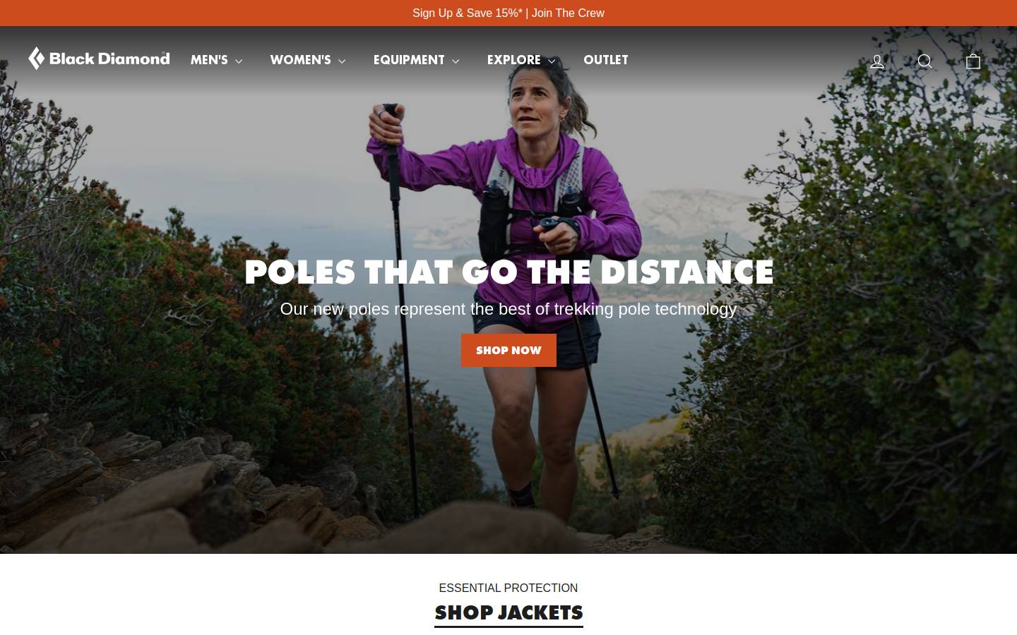 Black Diamond Equipment homepage screenshot