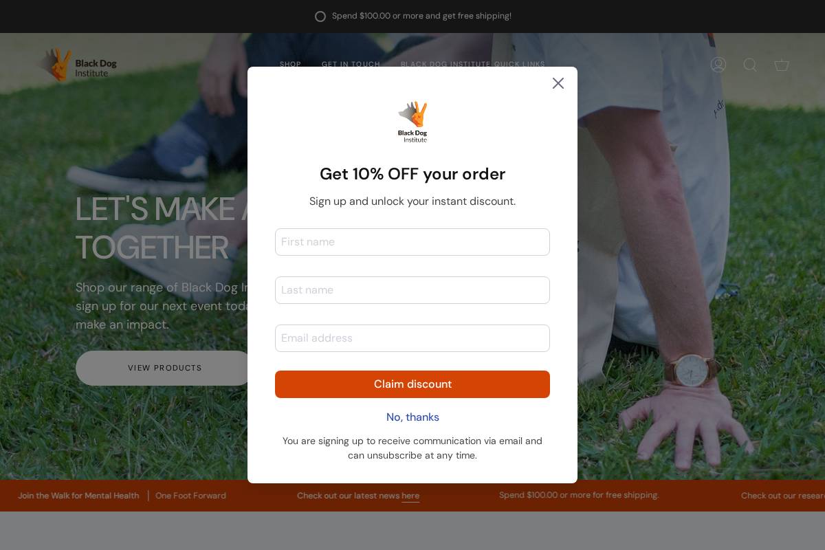 blackdoginstituteshop.org homepage screenshot