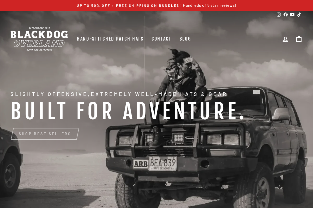 Black Dog Overland homepage screenshot