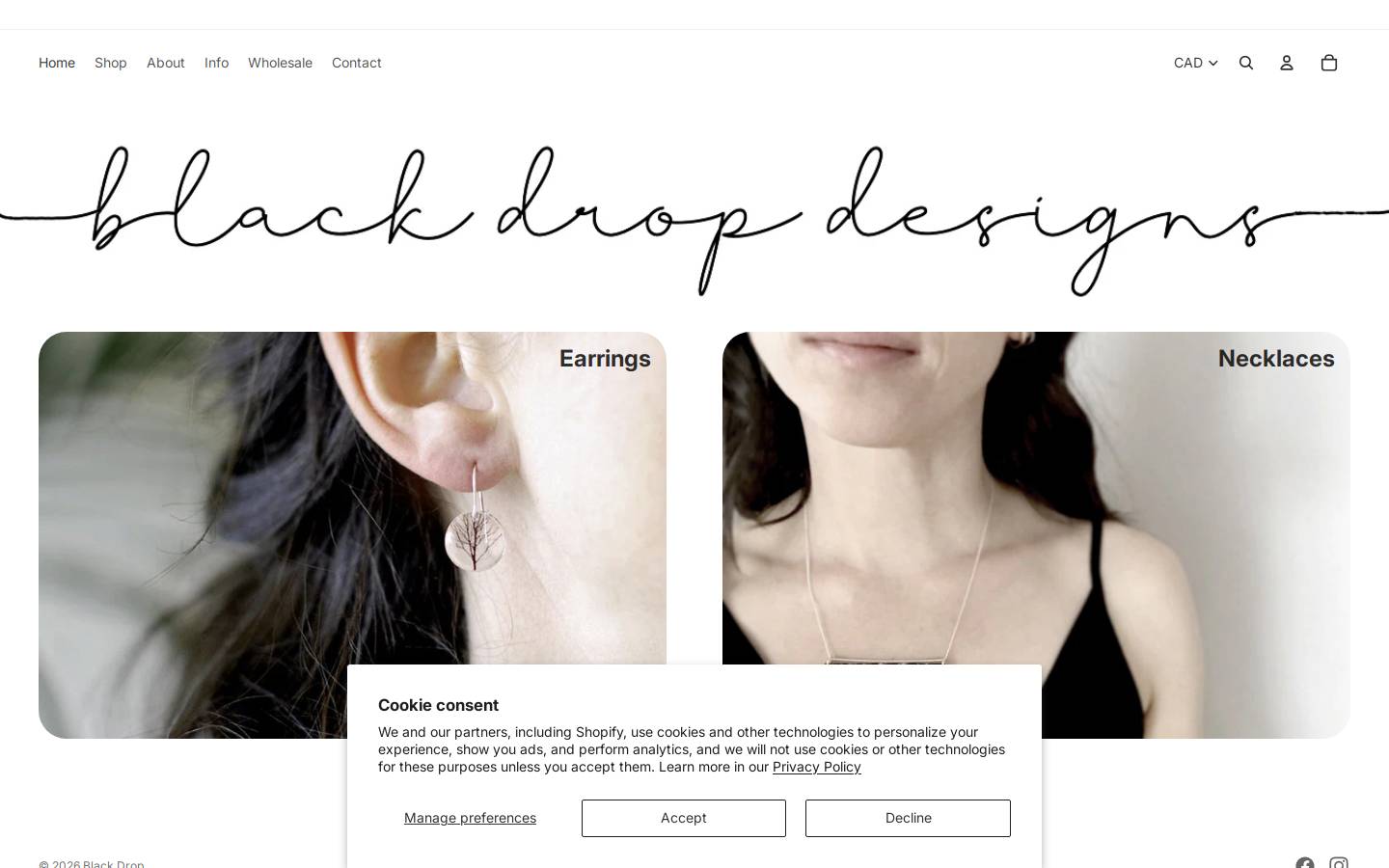 blackdrop.ca homepage screenshot
