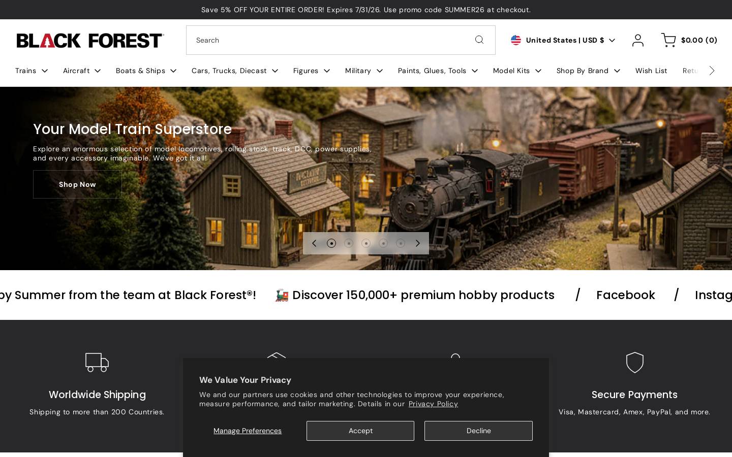 blackforesthobby.com homepage screenshot