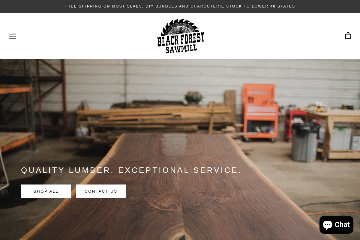 Black Forest Sawmill homepage screenshot