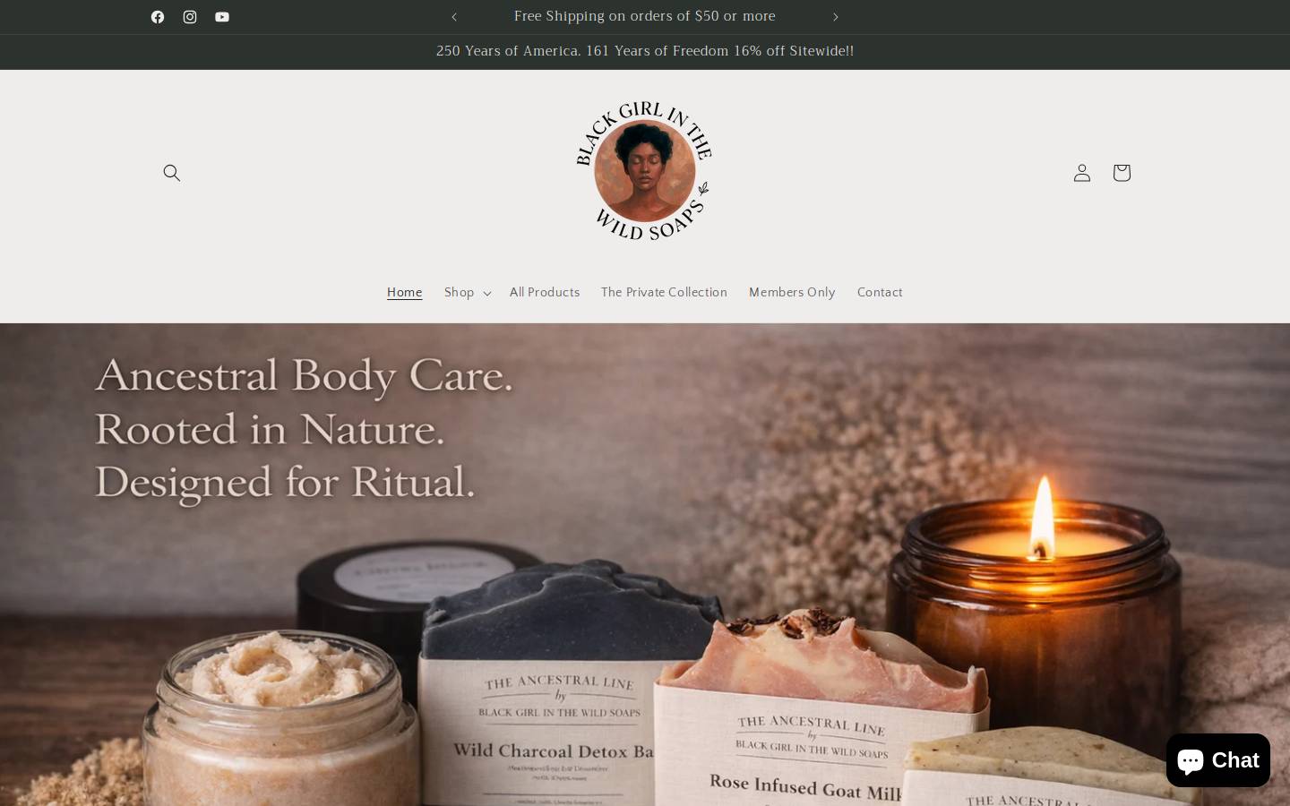blackgirlinthewildsoaps.com homepage screenshot