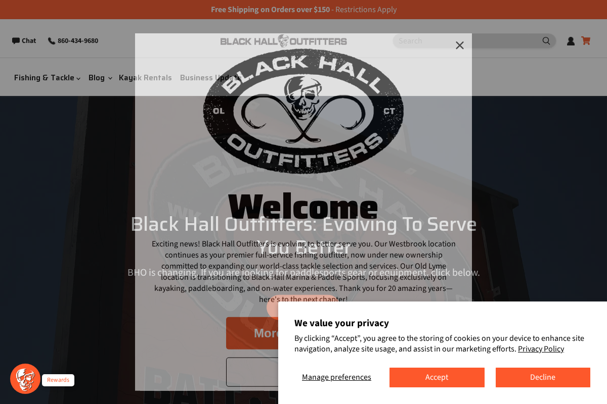 Black Hall Outfitters homepage screenshot