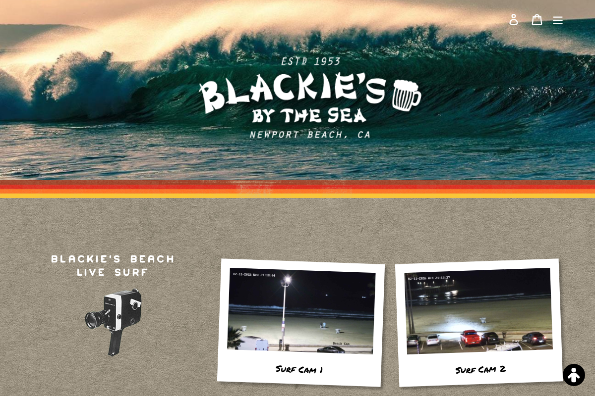 Blackie's By The Sea homepage screenshot