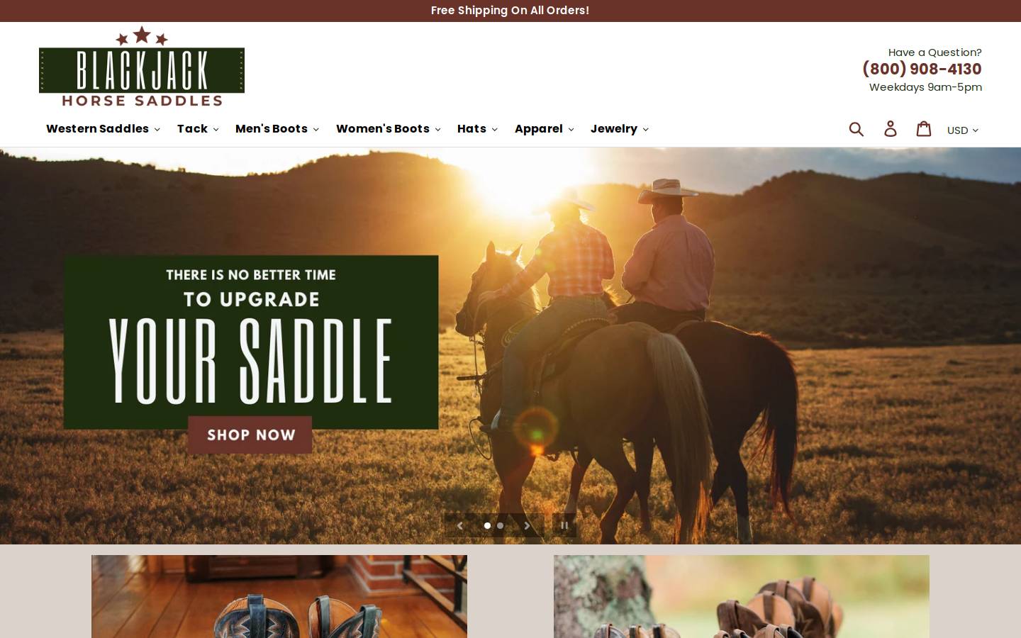 blackjackhorsesaddles.com homepage screenshot