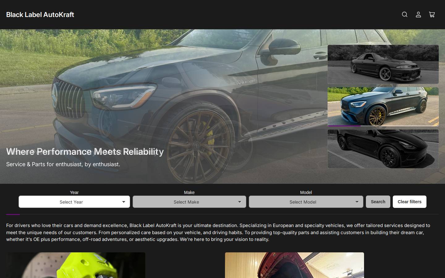 blacklabelautokraft.com homepage screenshot