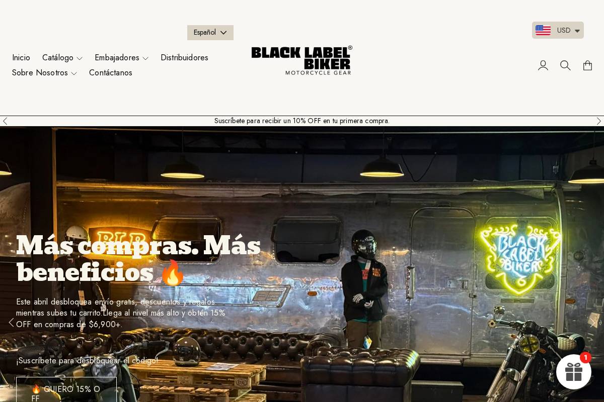 blacklabelbiker.mx homepage screenshot