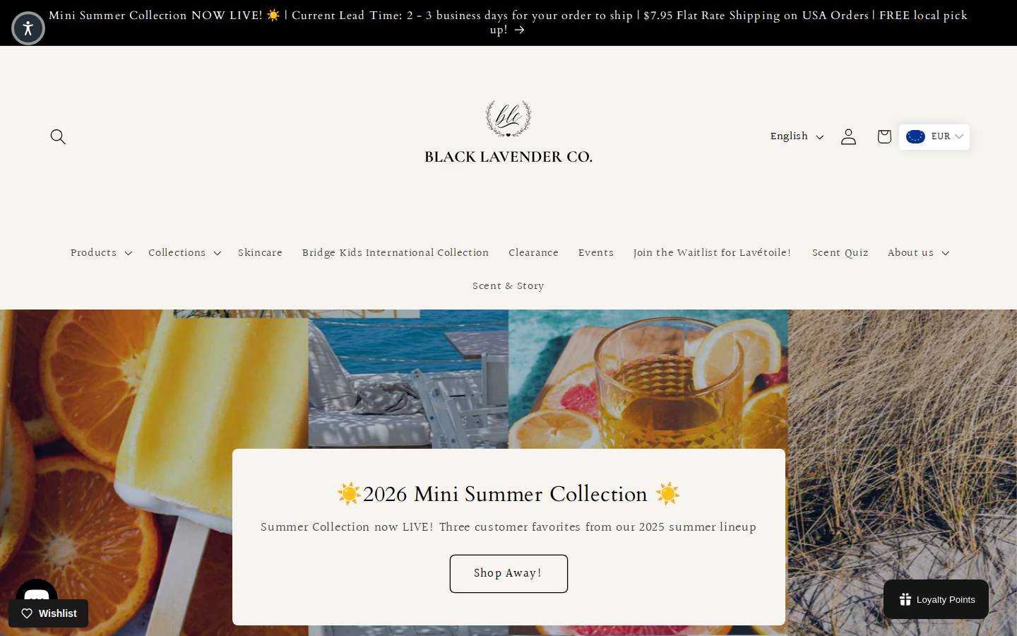 blacklavenderco.com homepage screenshot