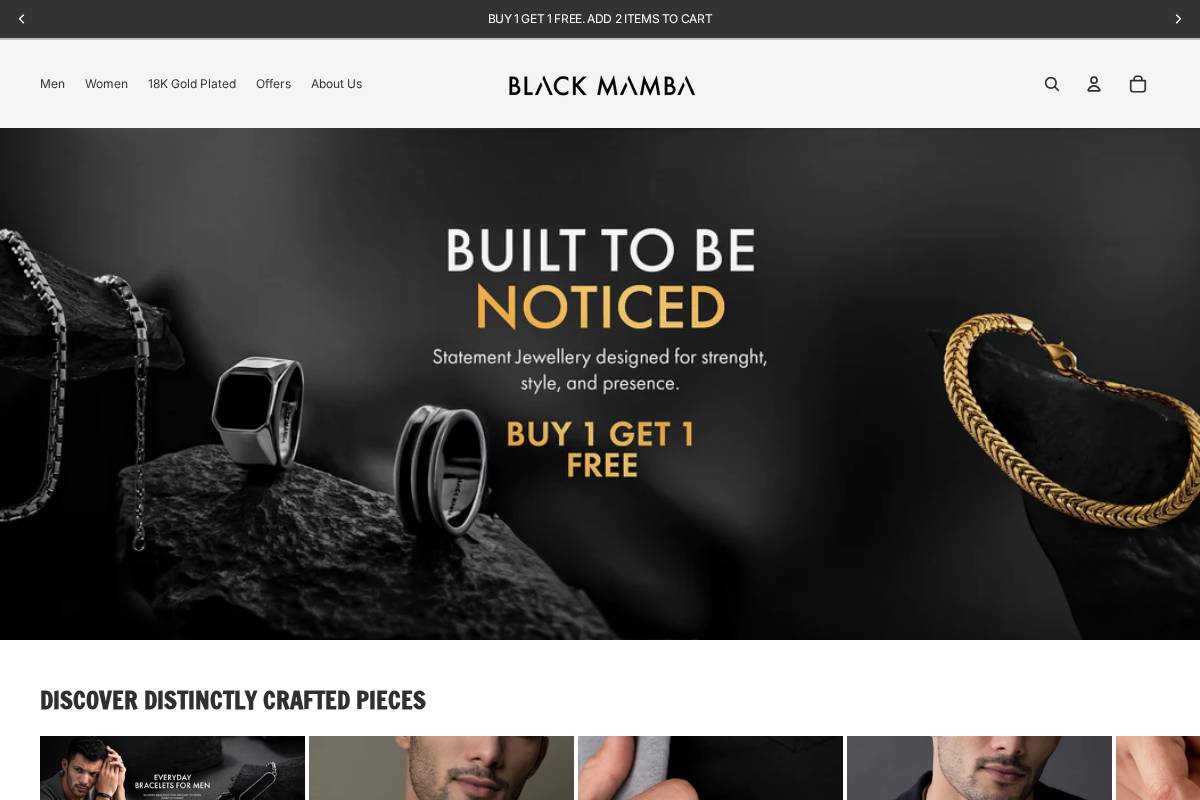 blackmambajewellery.com homepage screenshot