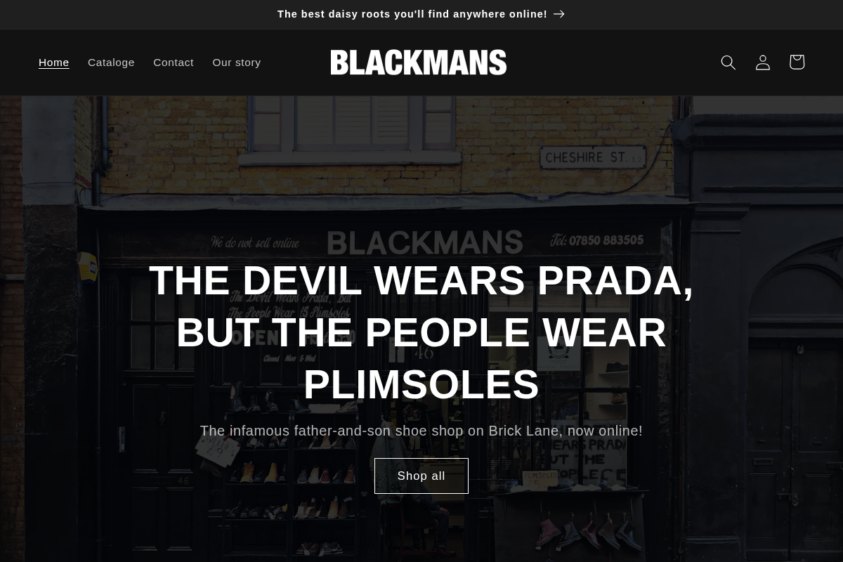 blackmansshoes.com homepage screenshot