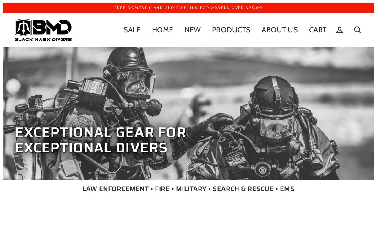 blackmaskdivers.com homepage screenshot