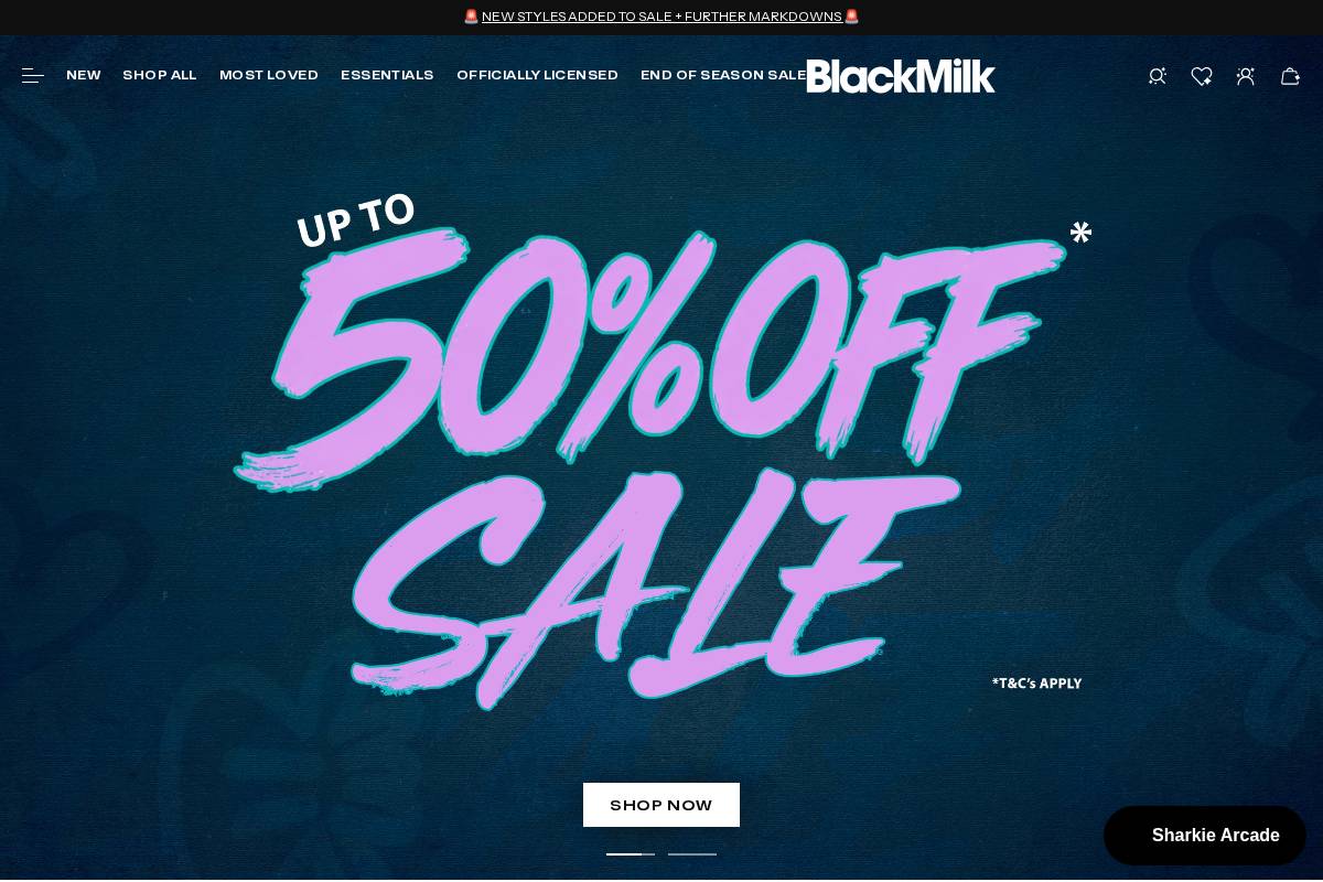 Black Milk Clothing homepage screenshot