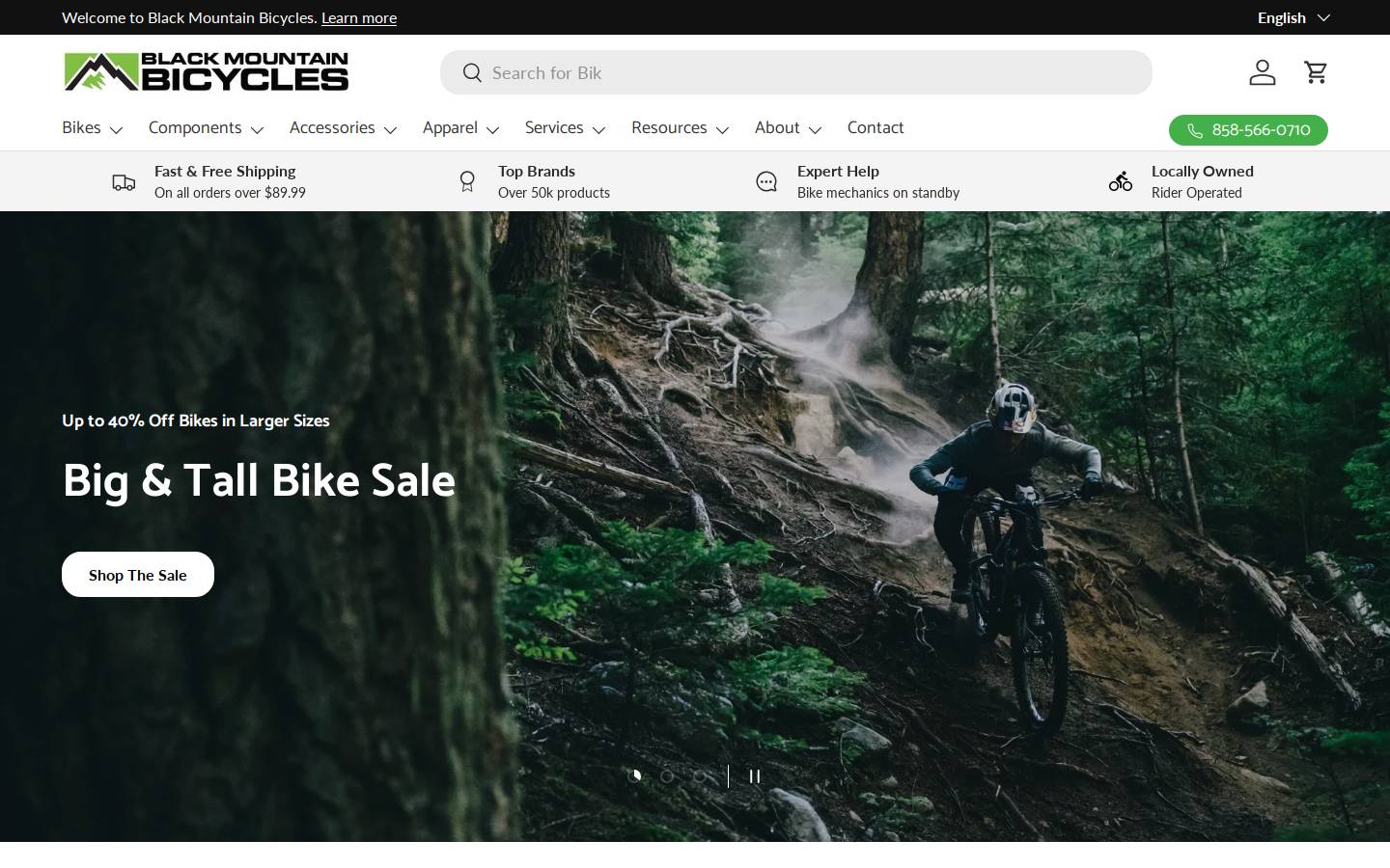 blackmountainbicycles.com homepage screenshot