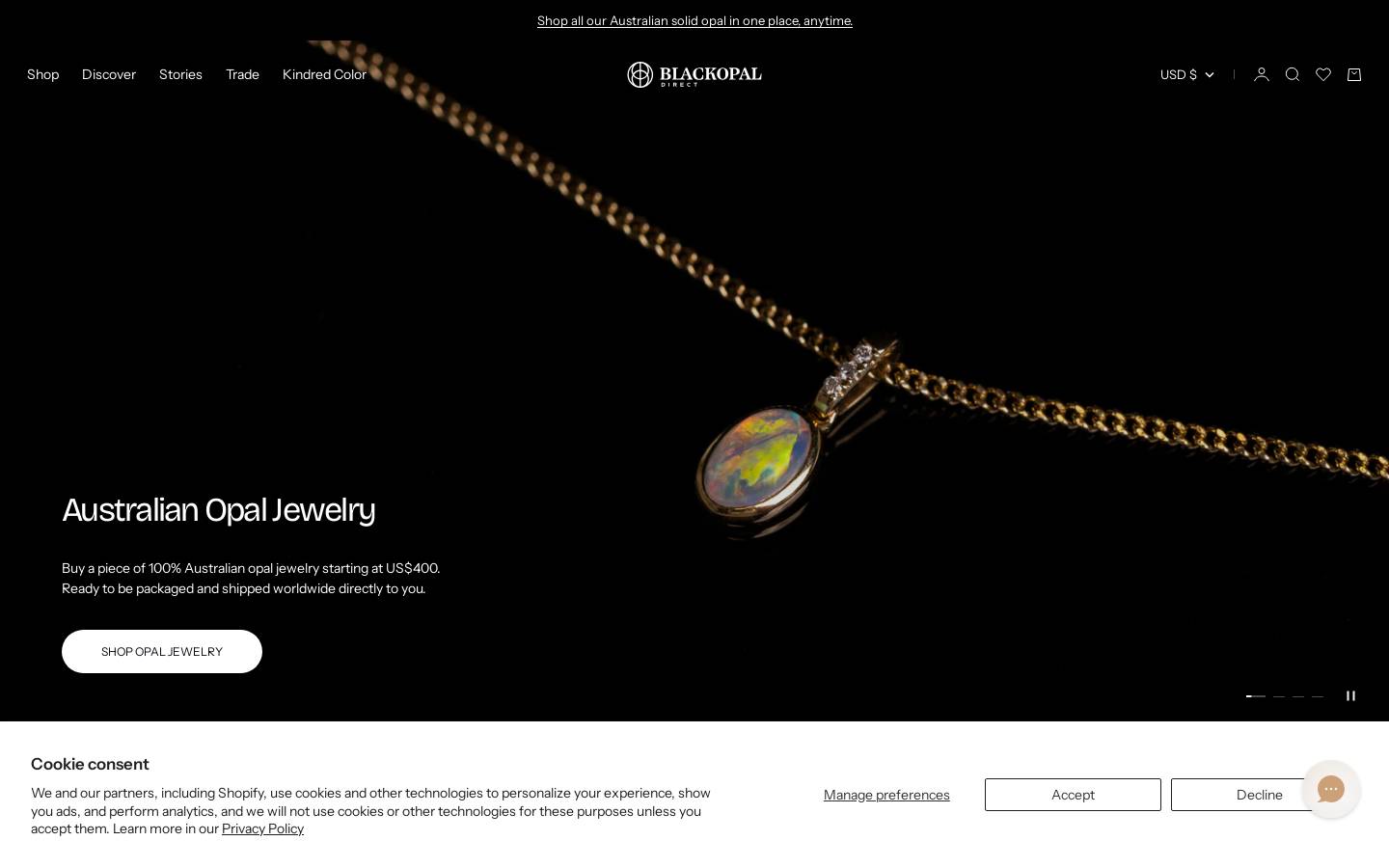Black Opals Direct homepage screenshot