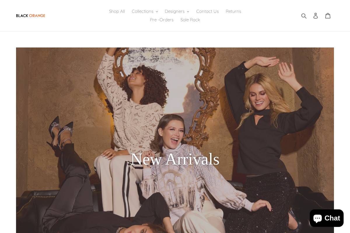 blackorangeboutique.com homepage screenshot