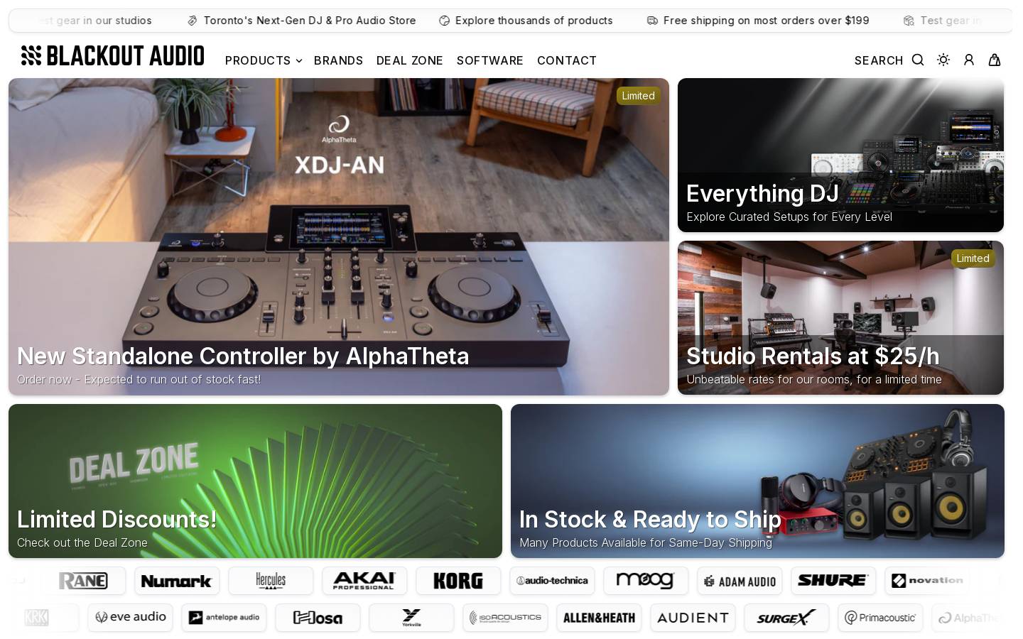 blackoutaudio.ca homepage screenshot