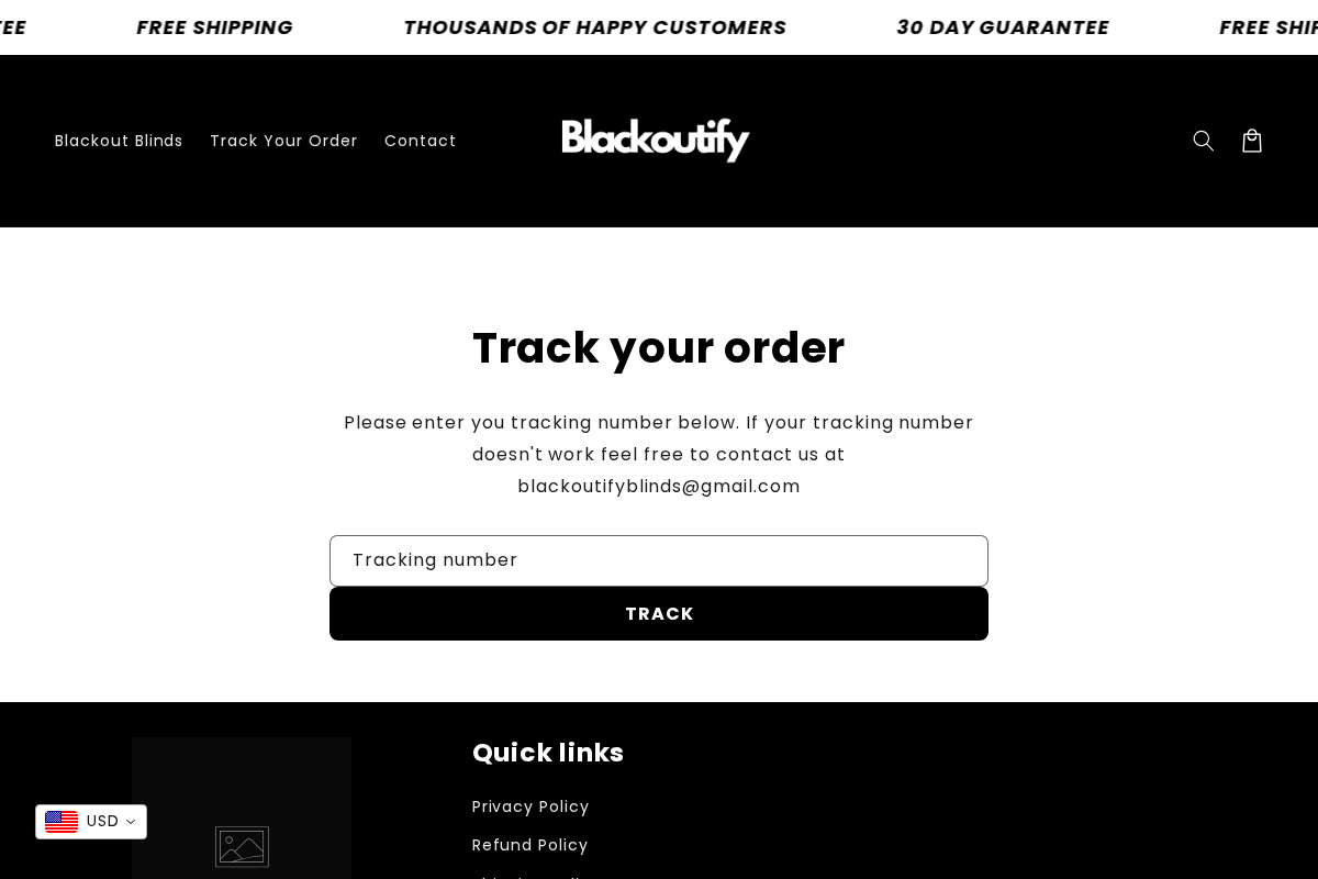 Blackoutify homepage screenshot