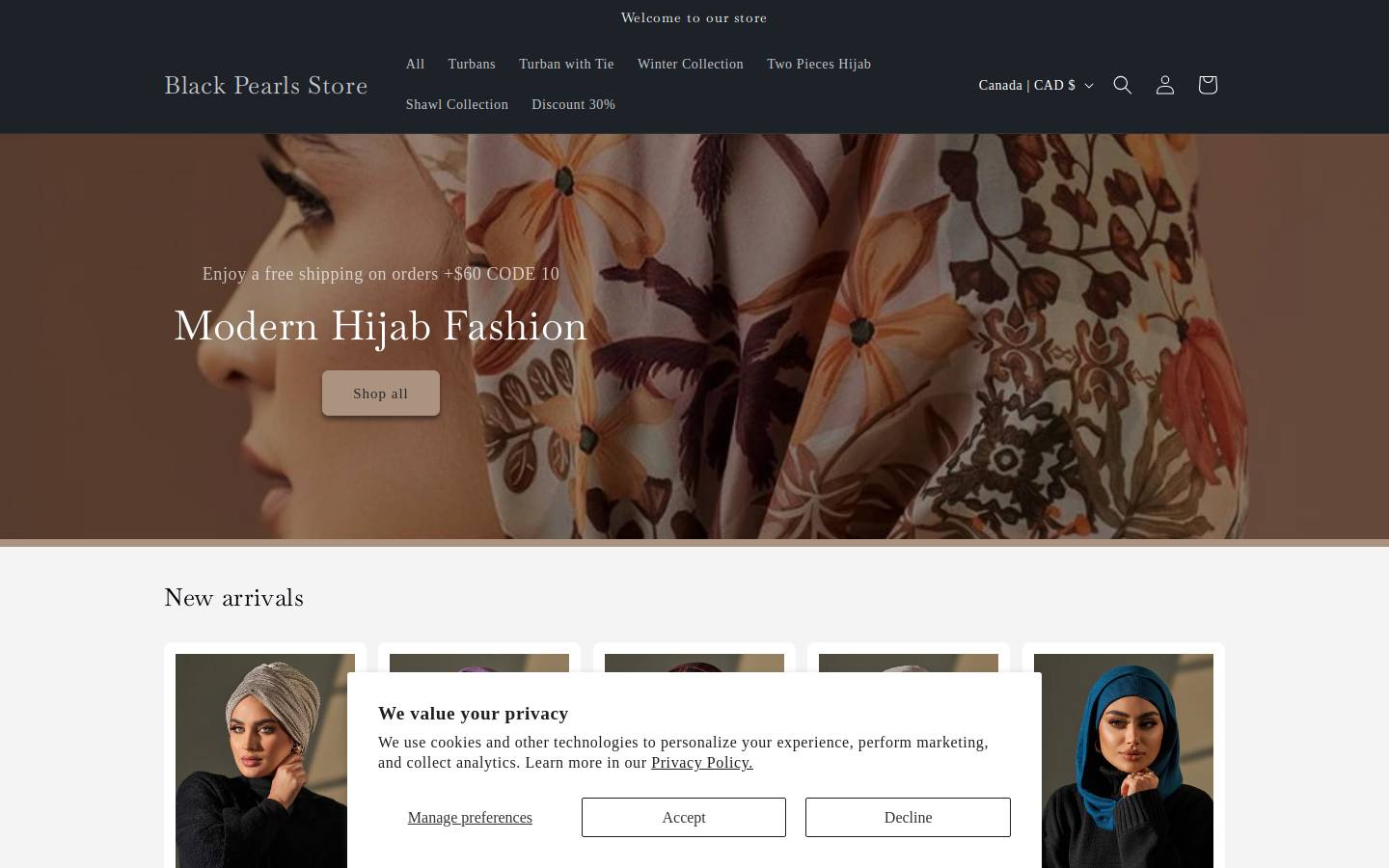 blackpearlsstore.com homepage screenshot