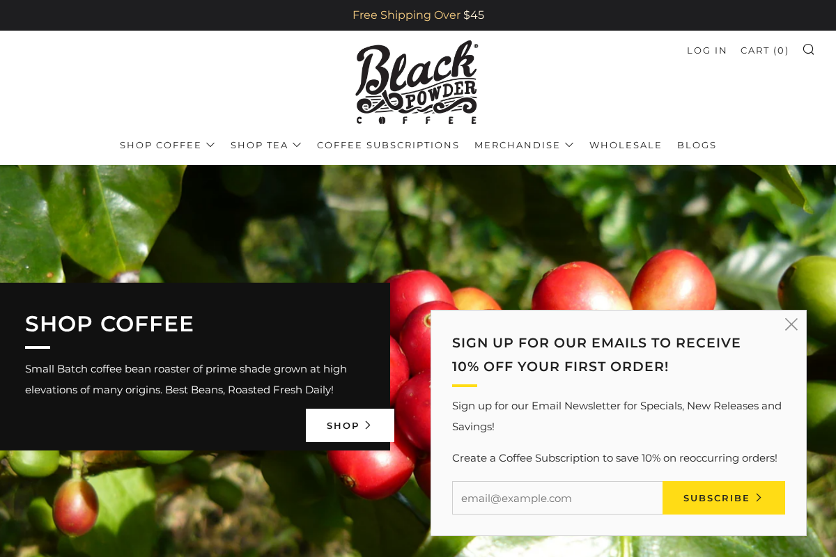 blackpowdercoffee.com homepage screenshot