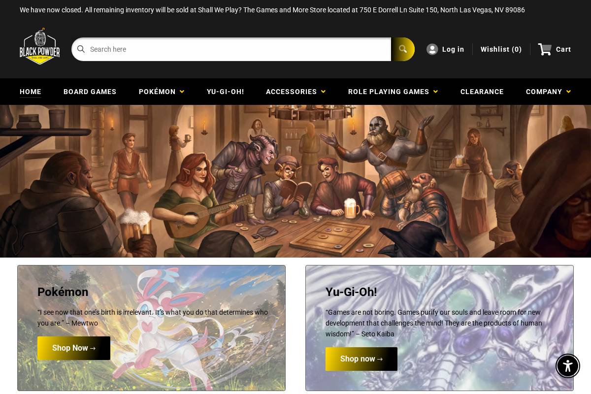 blackpowdergamestore.com homepage screenshot