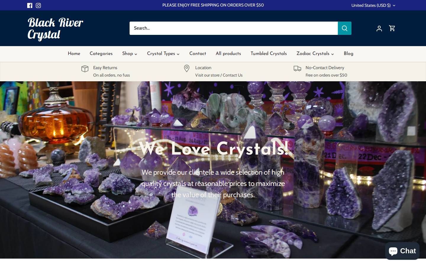blackrivercrystal.com homepage screenshot