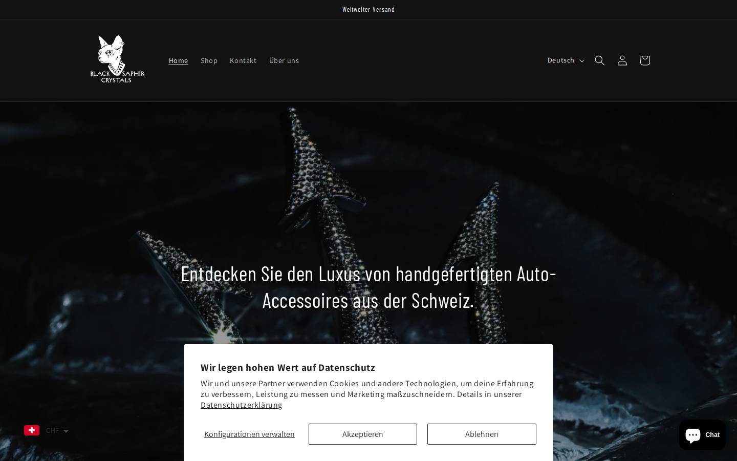 blacksaphircrystals.com homepage screenshot