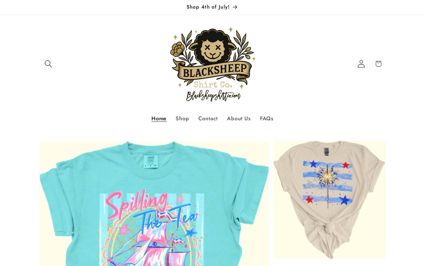 blacksheepshirtco.com homepage screenshot