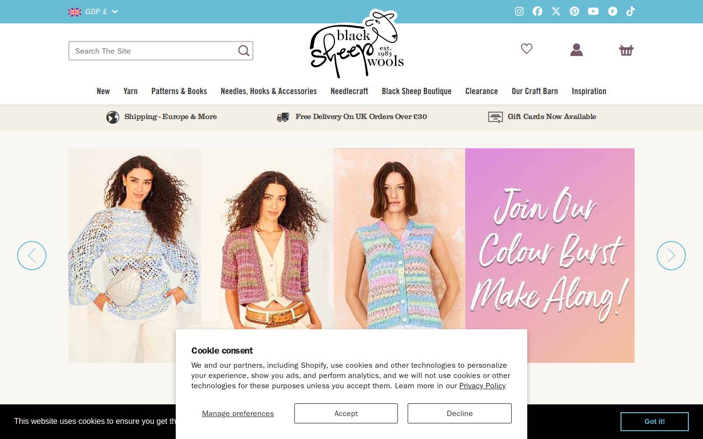 Blacksheepwools homepage screenshot