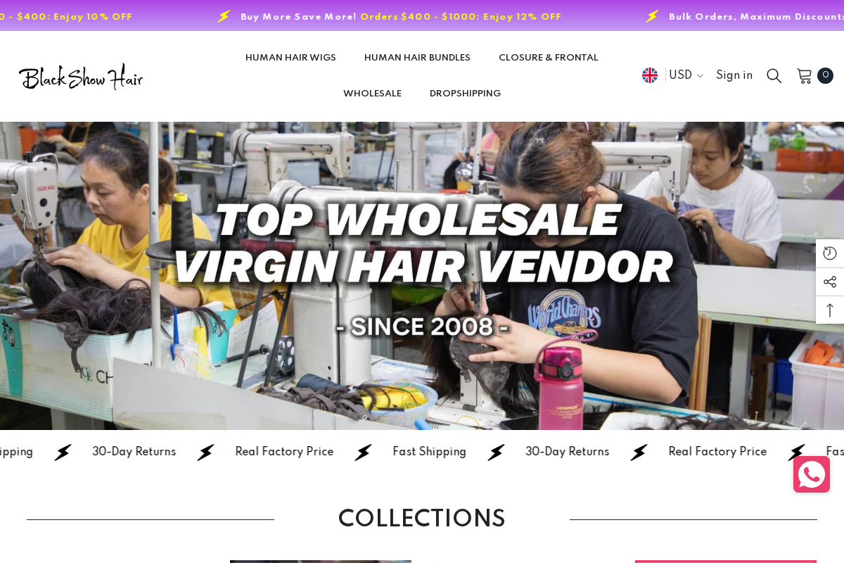 Blackshowhair homepage screenshot