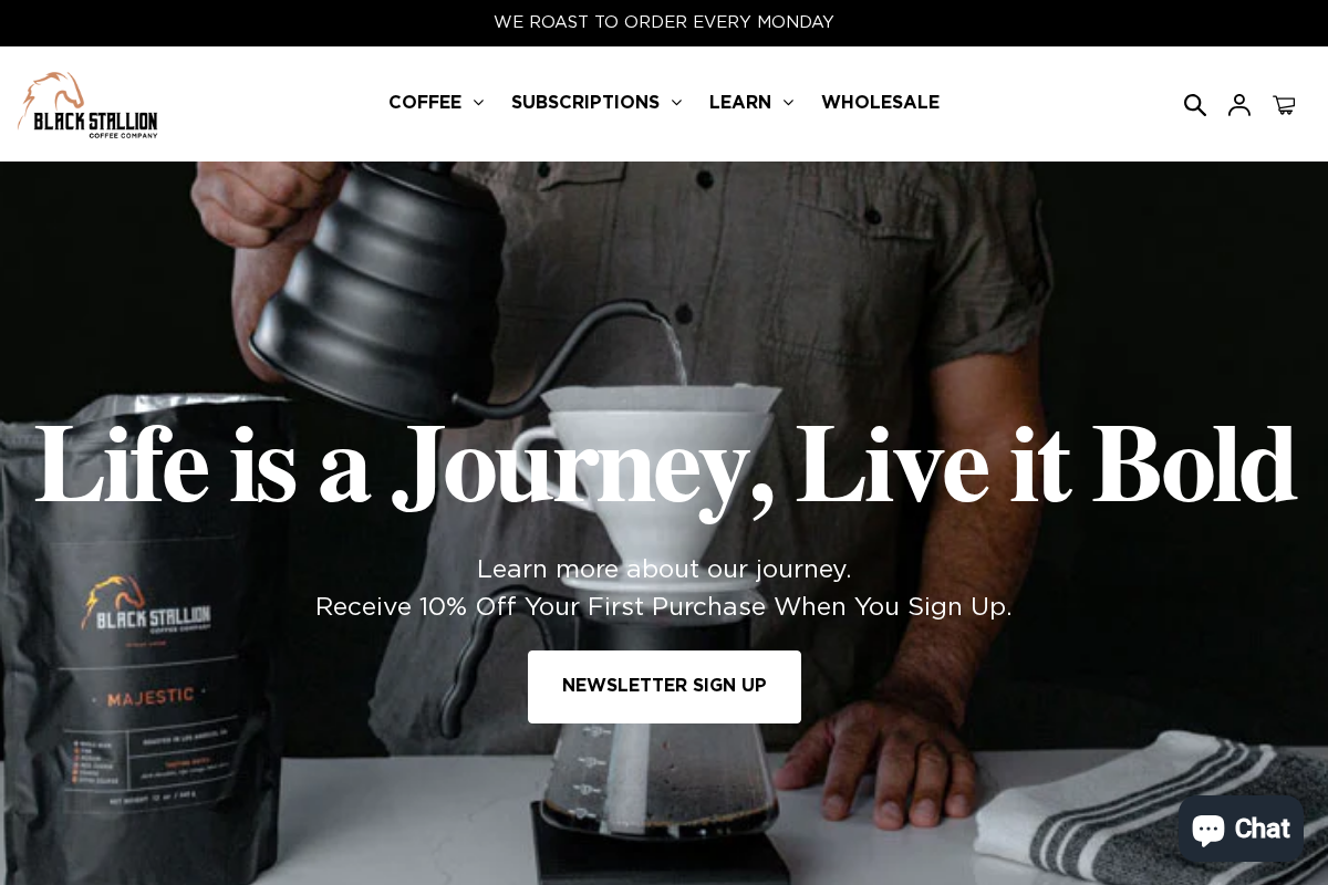 blackstallioncoffeeco.com homepage screenshot