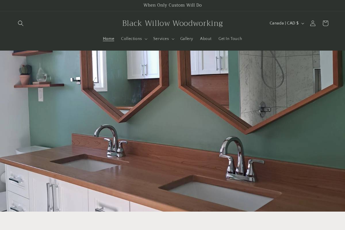 blackwillowwoodworking.com homepage screenshot