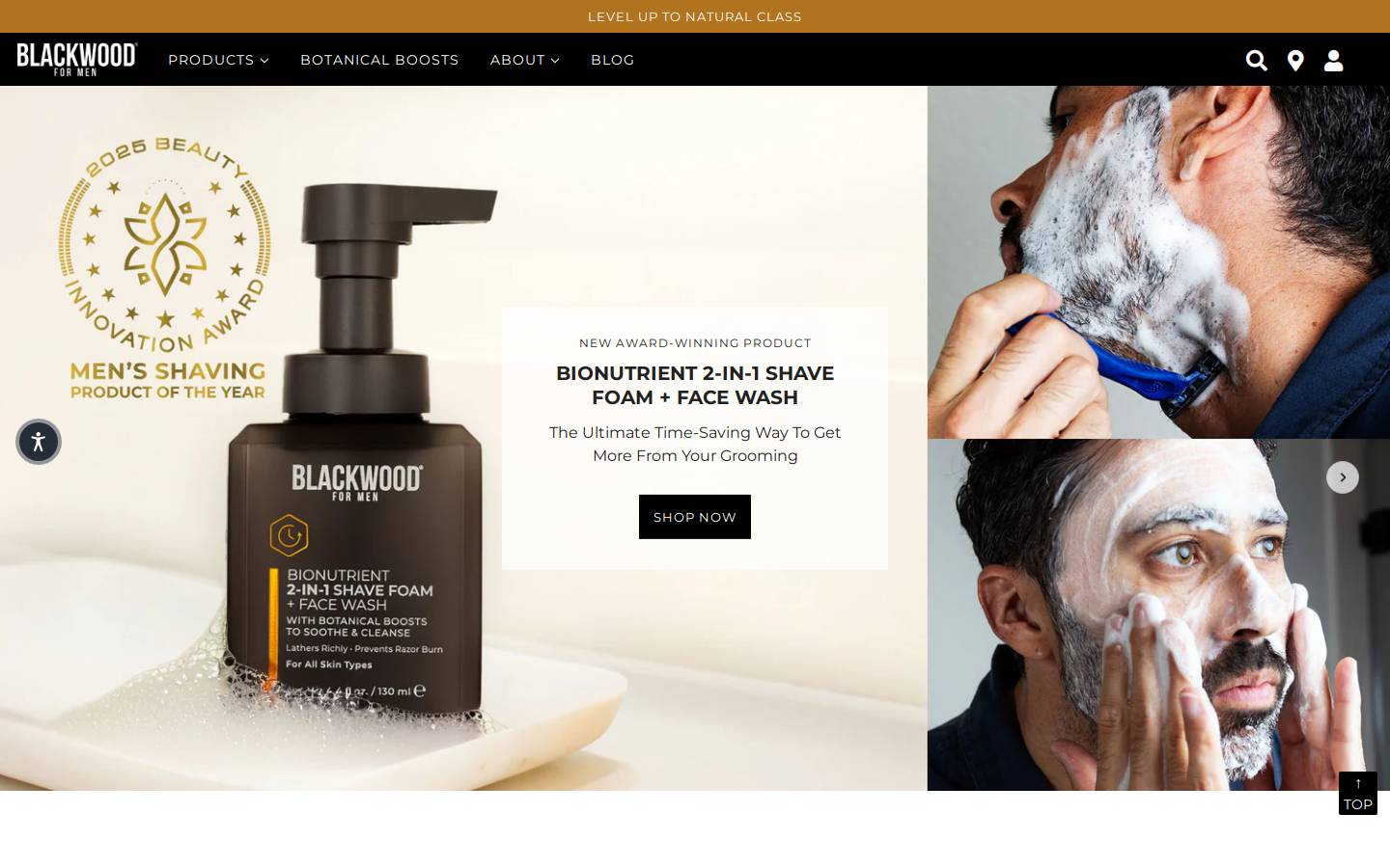 Blackwood For Men homepage screenshot