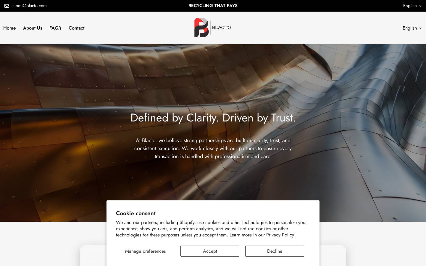 blacto.com homepage screenshot