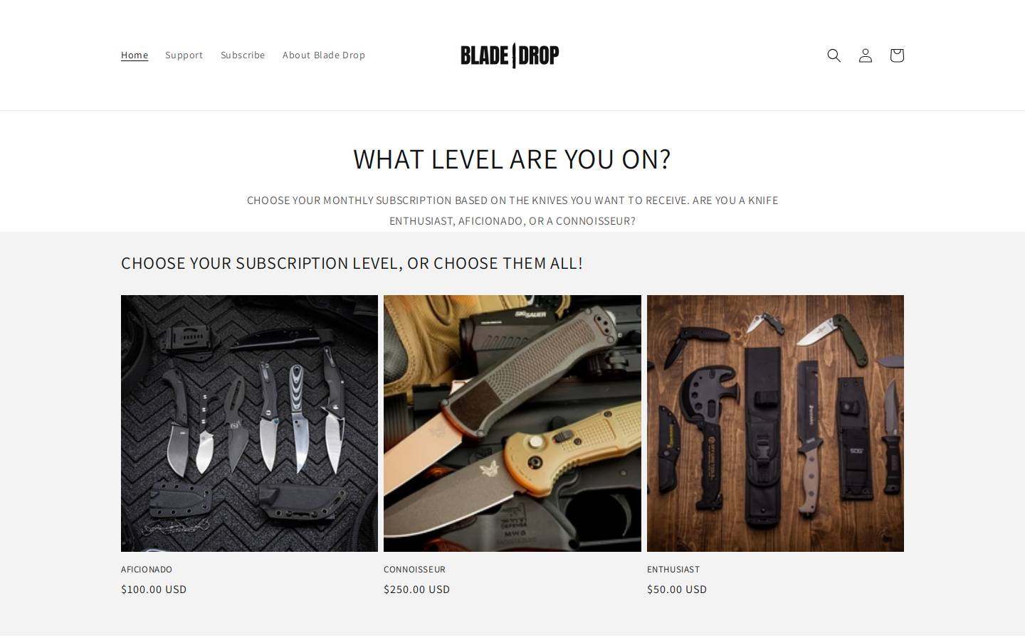 blade-drop.com homepage screenshot
