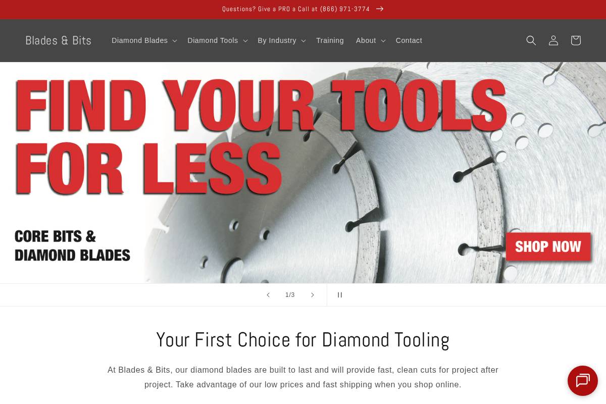 bladesandbits.com homepage screenshot