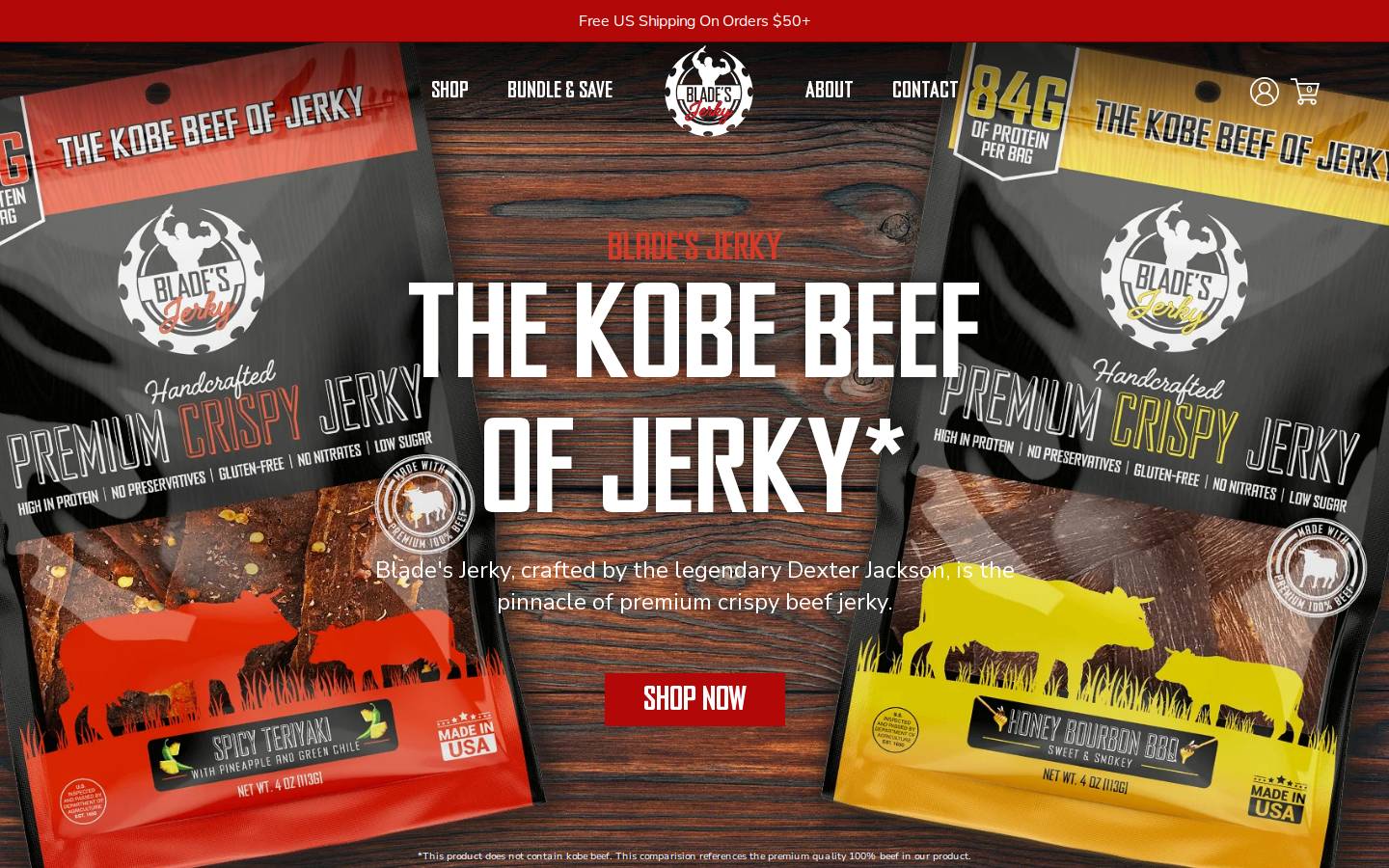 bladesjerky.com homepage screenshot