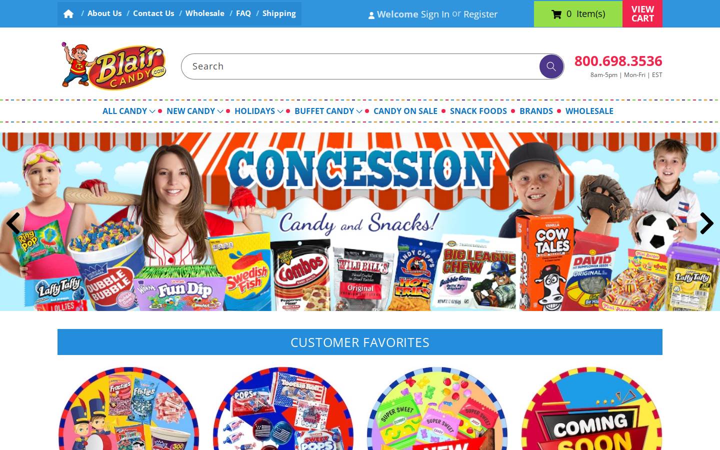 Blair Candy homepage screenshot