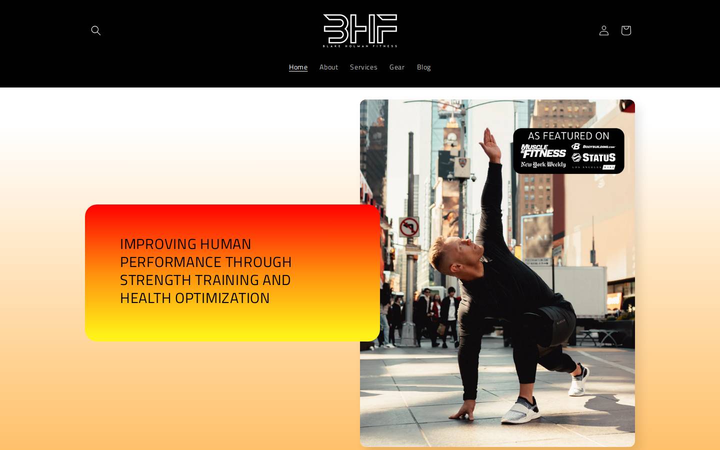 blakeholmanfitness.com homepage screenshot