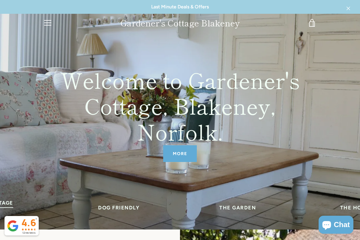 Gardener's Cottage Blakeney homepage screenshot