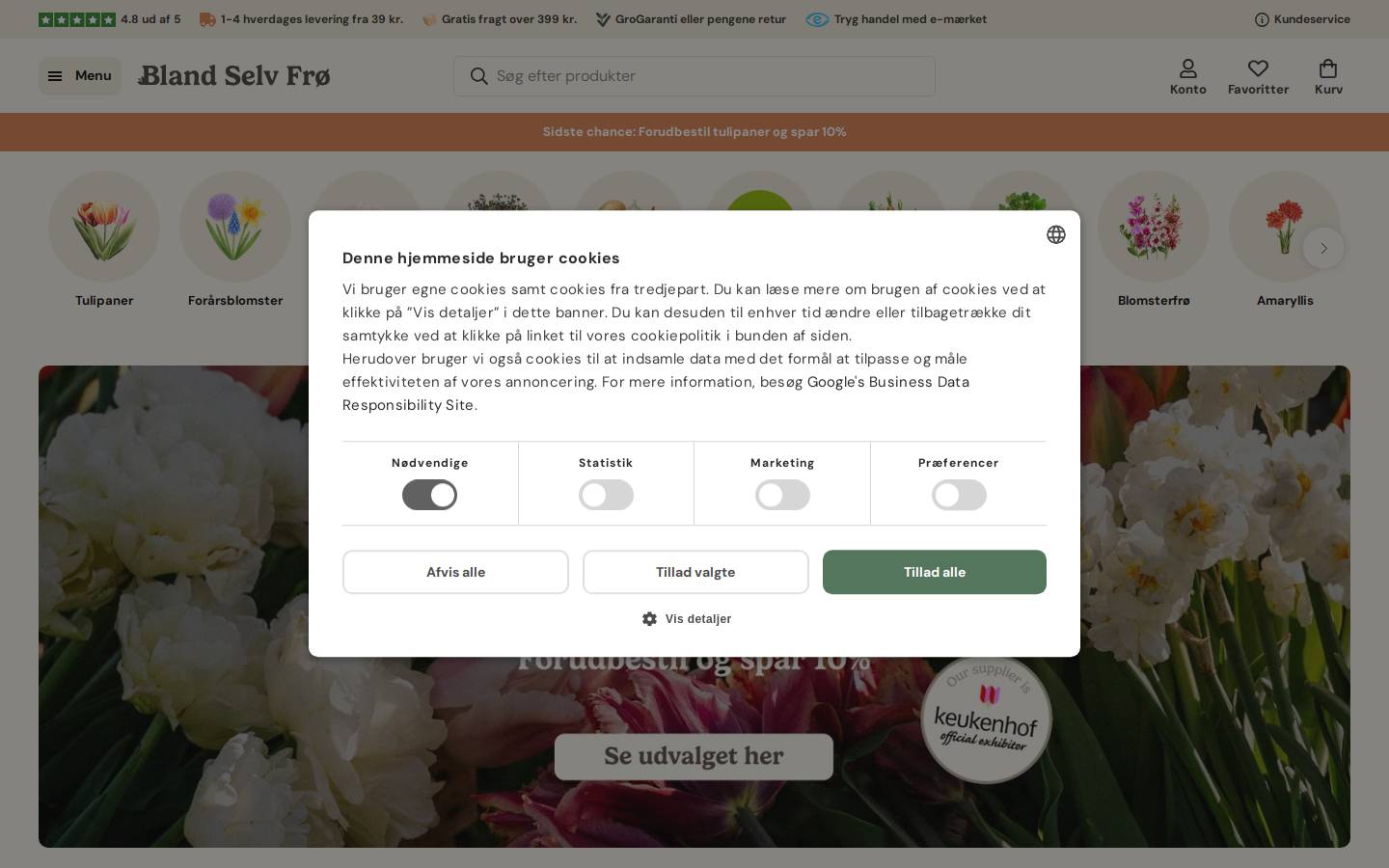 Bland Selv Frø homepage screenshot