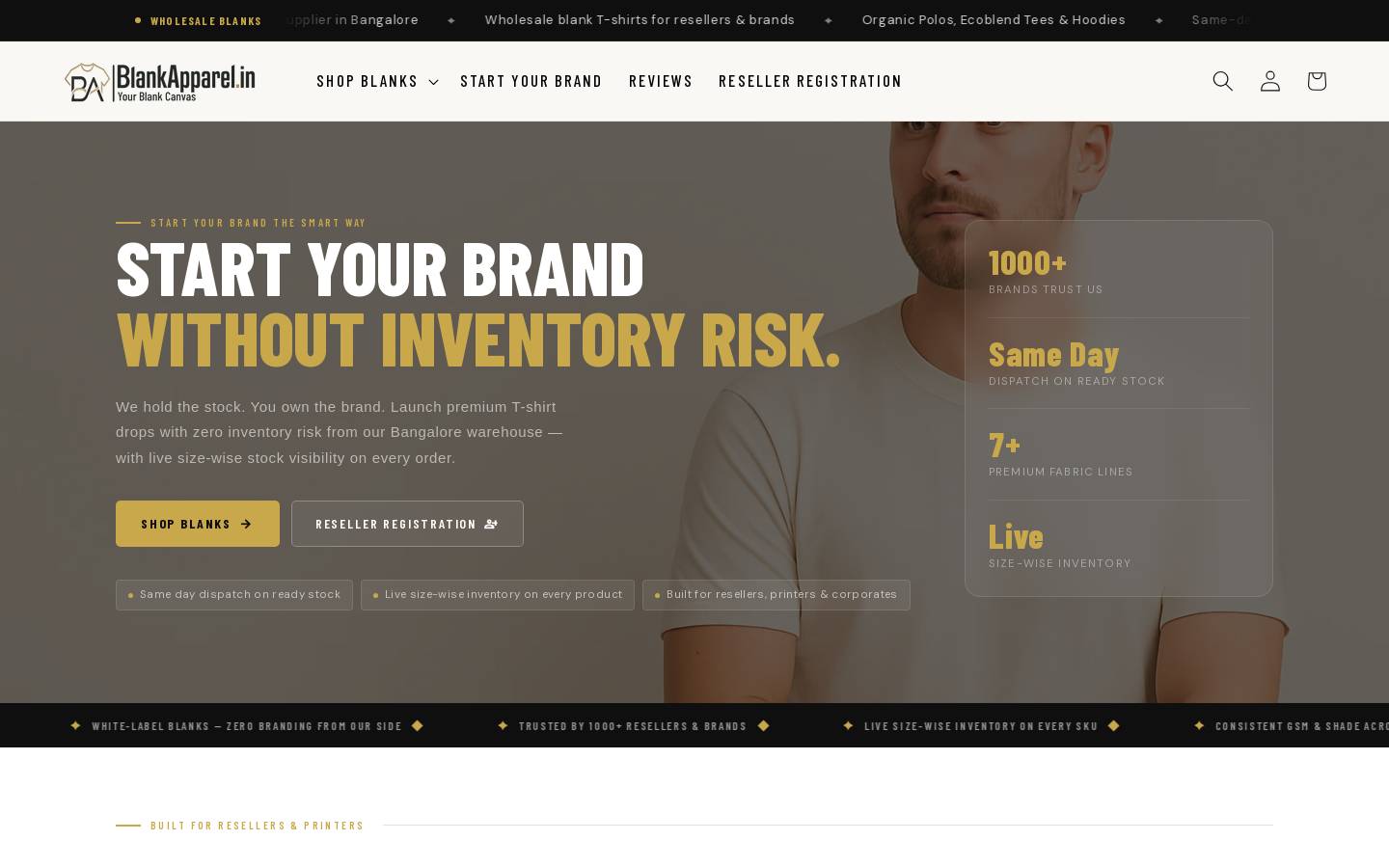 BlankApparel.com homepage screenshot