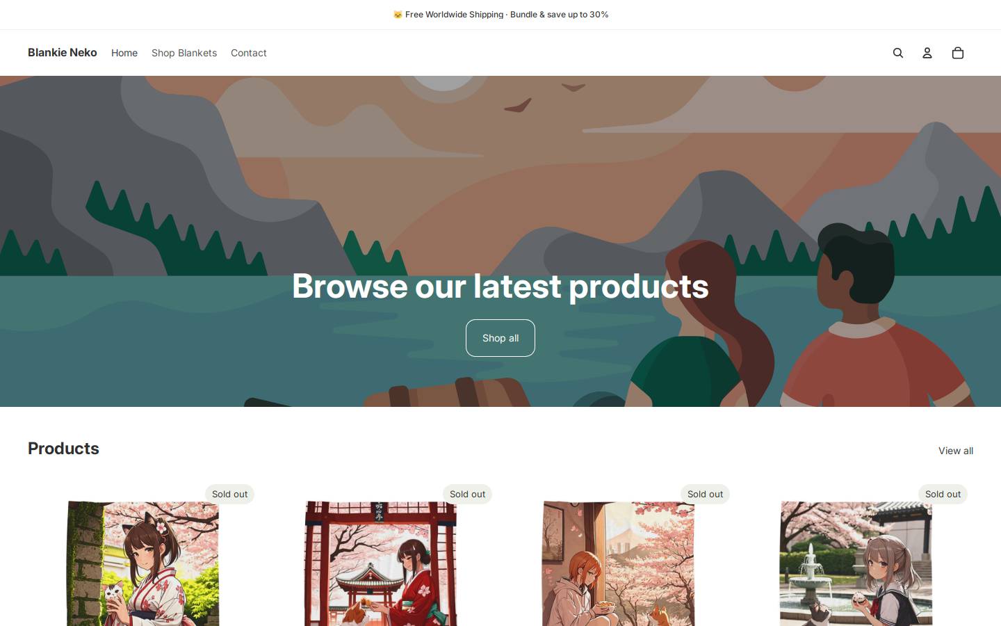 blankieneko.com homepage screenshot