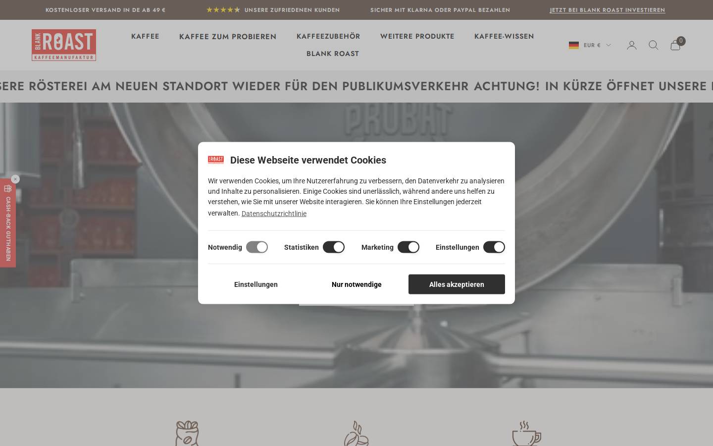 blankroast.de homepage screenshot