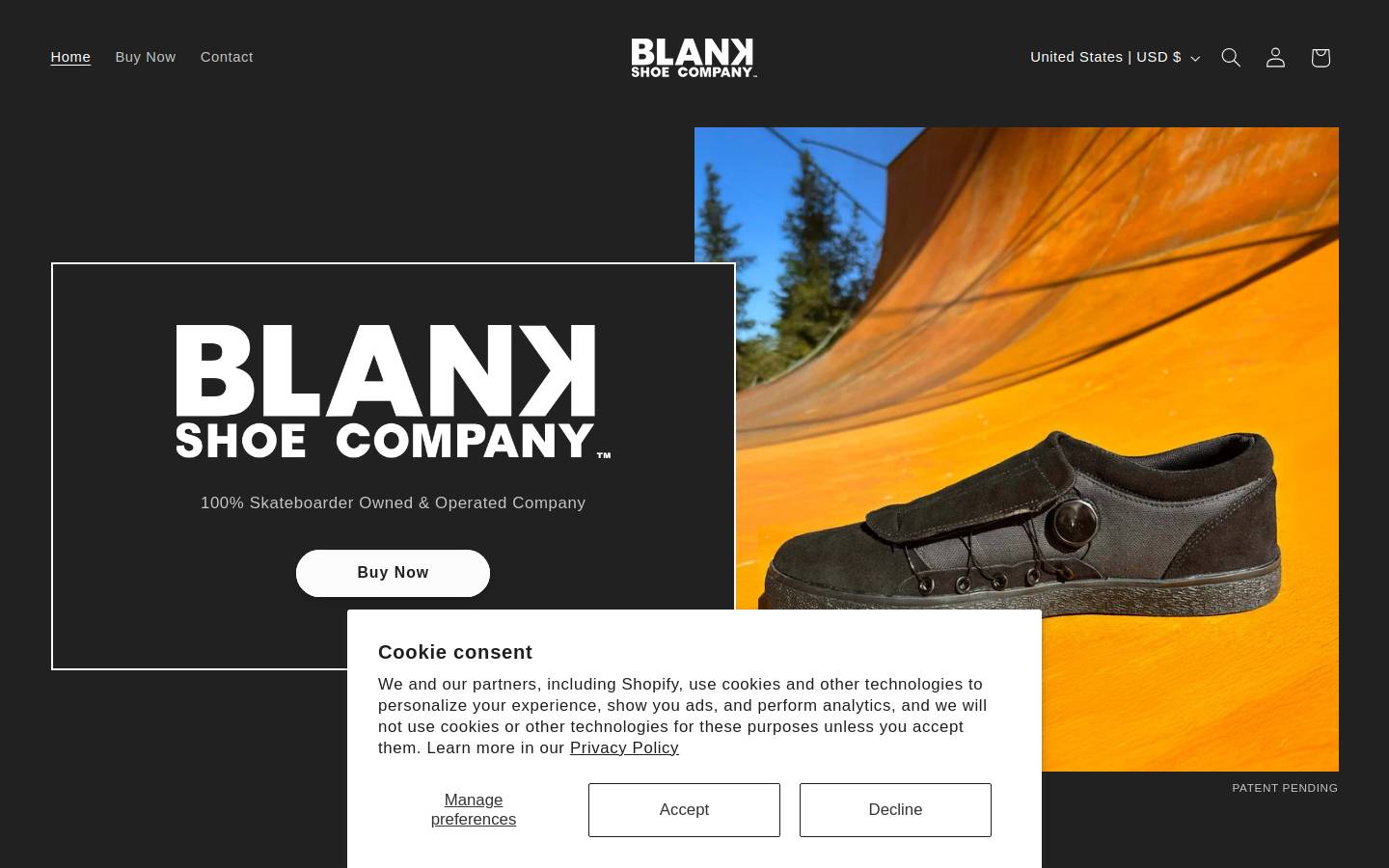 blankshoecompany.com homepage screenshot