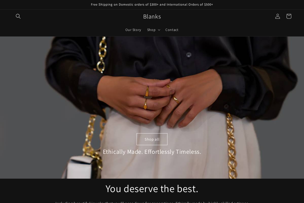 blanksjewelry.co homepage screenshot