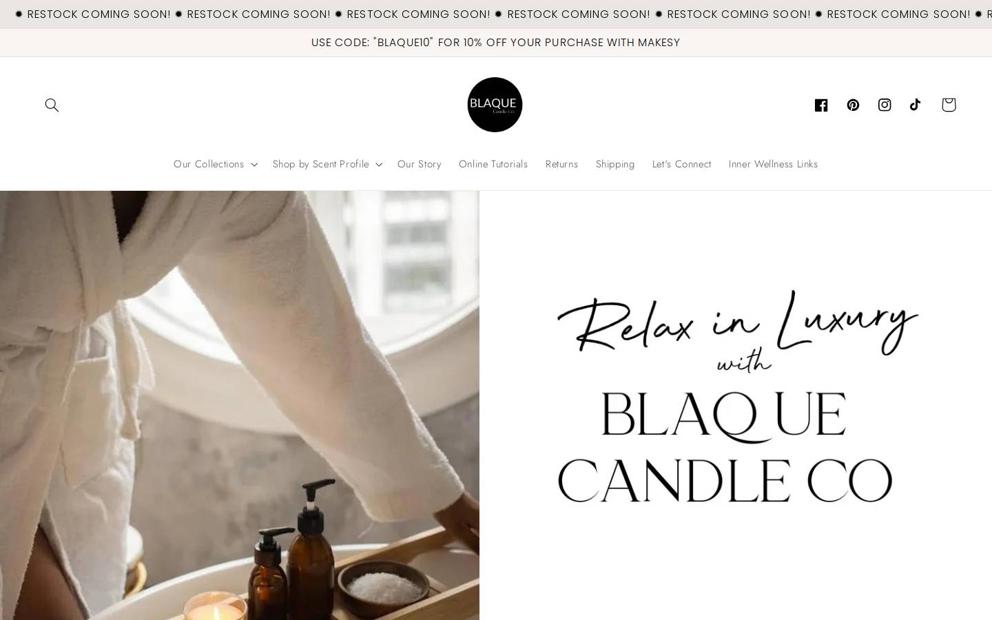 blaquecandleco.com homepage screenshot