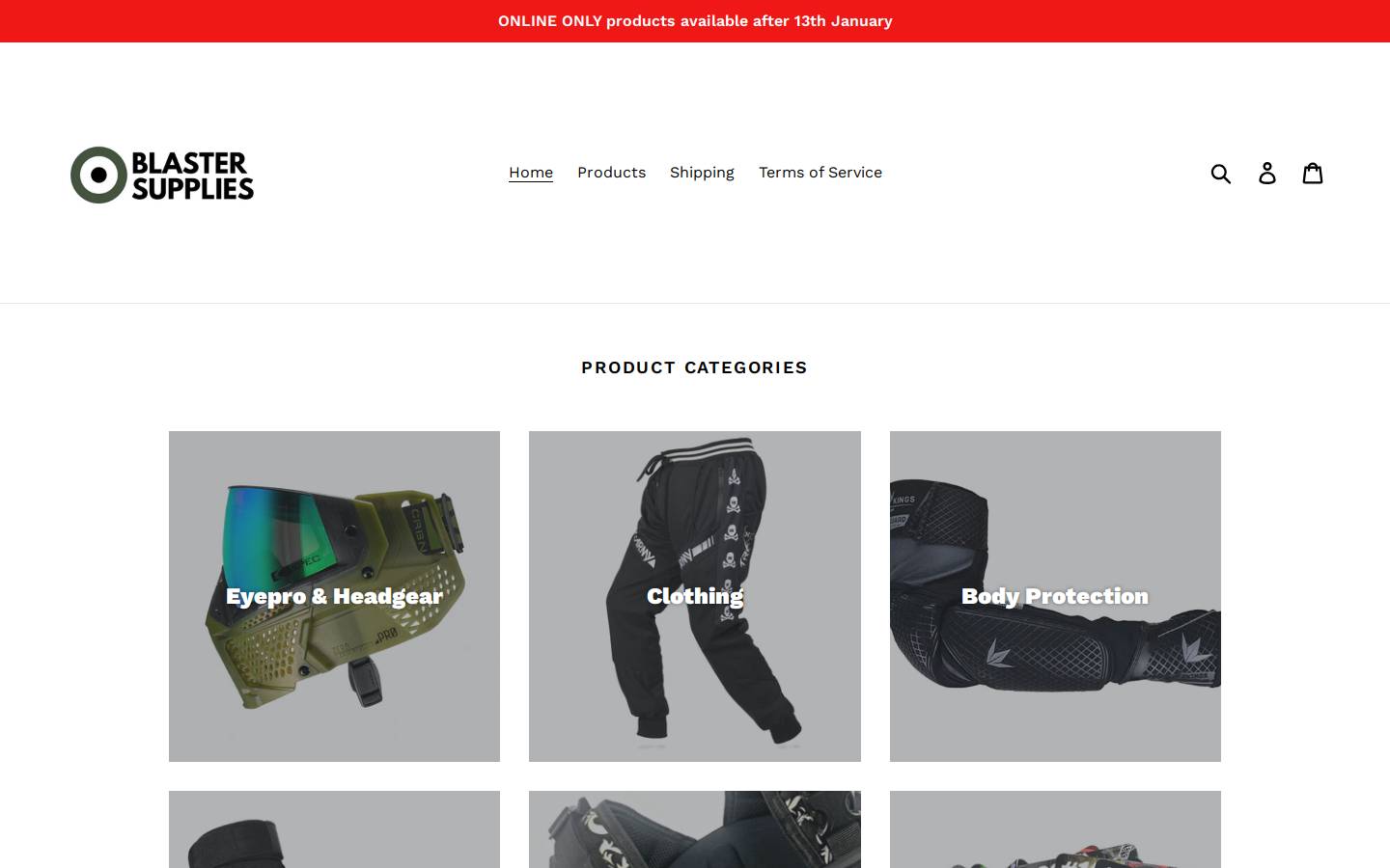 blastersupplies.com homepage screenshot