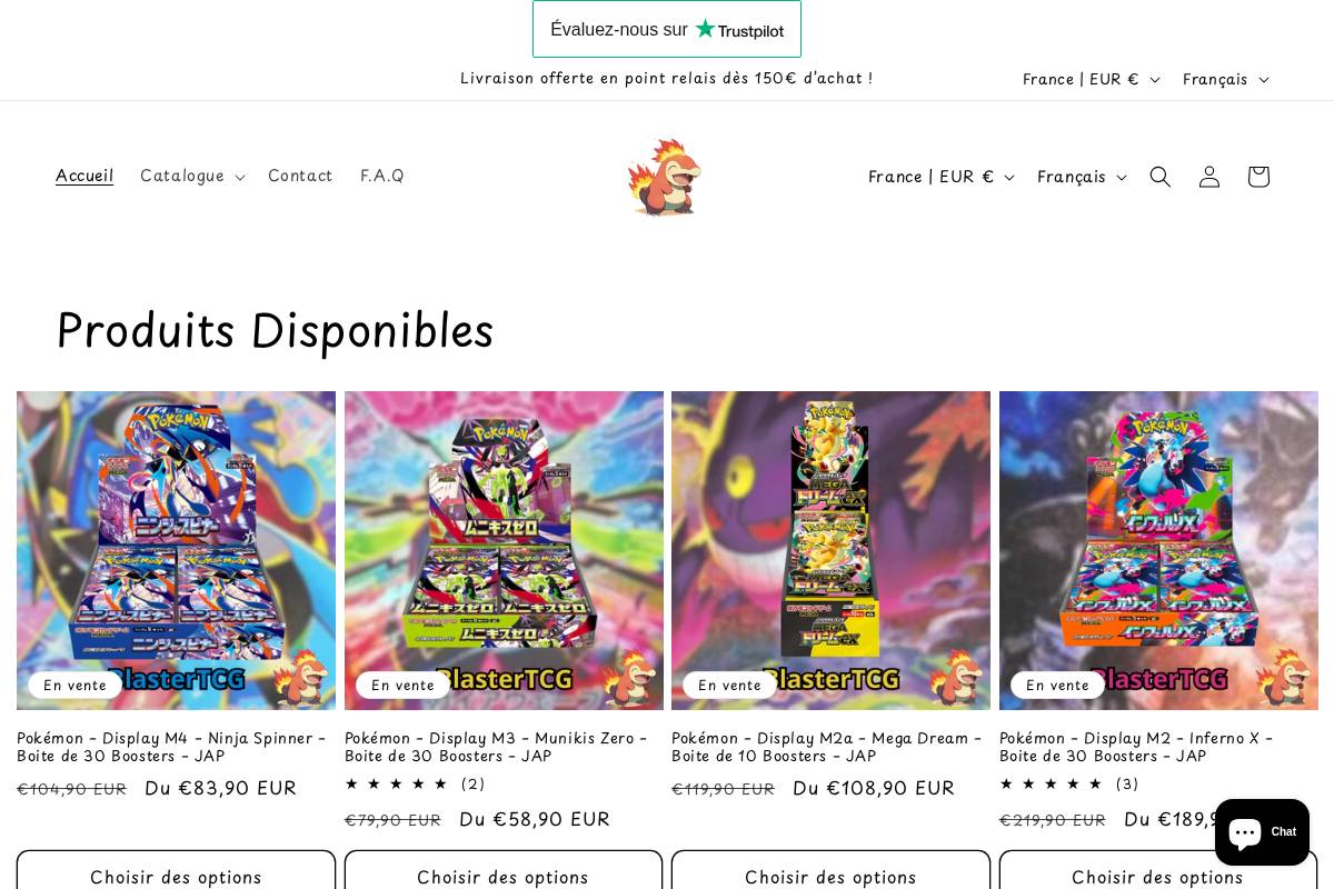 Blastertcg homepage screenshot